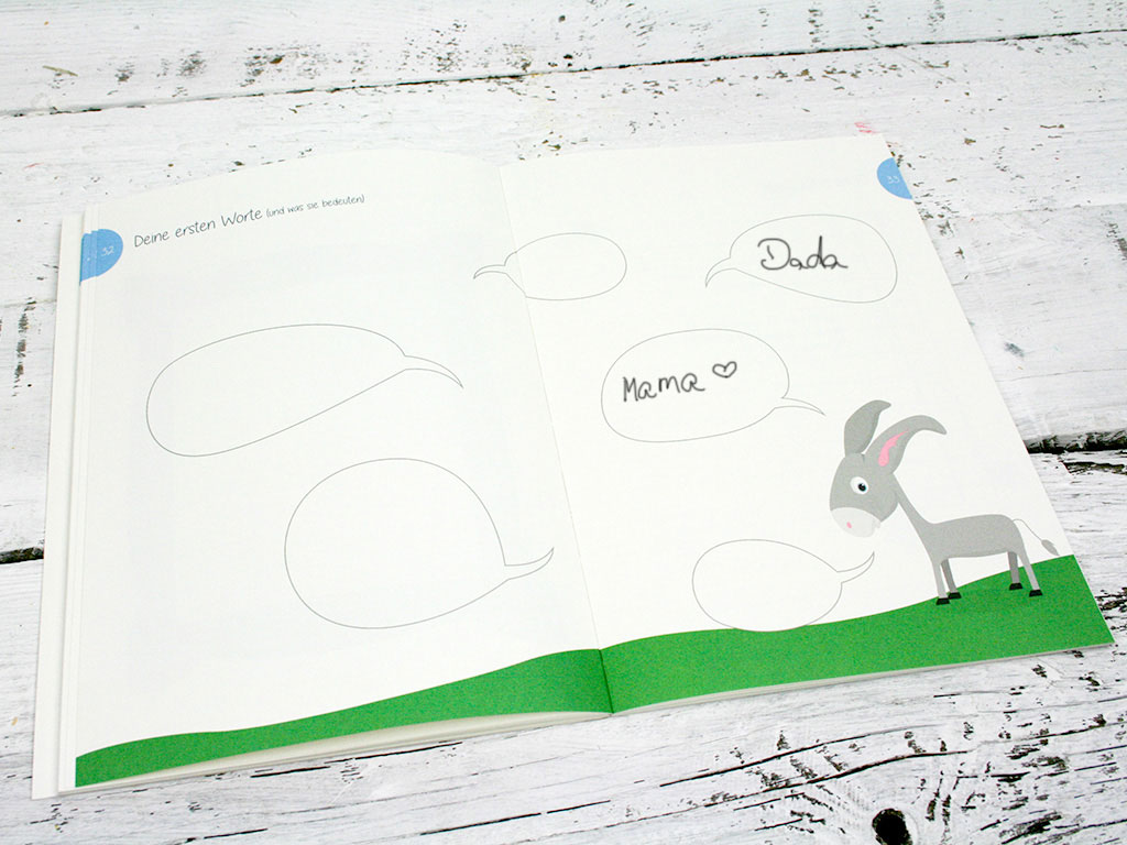 Babyalbum, Tagebuch für die erste Zeit mit Baby, geschlechtsneutrale Illustration, Kleinauflage, klimaneutrale Produktion