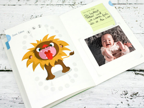 Babyalbum, Tagebuch für die erste Zeit mit Baby, geschlechtsneutrale Illustration, Kleinauflage, klimaneutrale Kleinserie