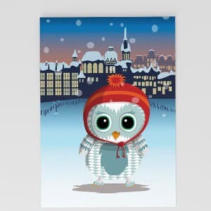 Postkarte Wintereule