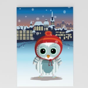Postkarte Wintereule