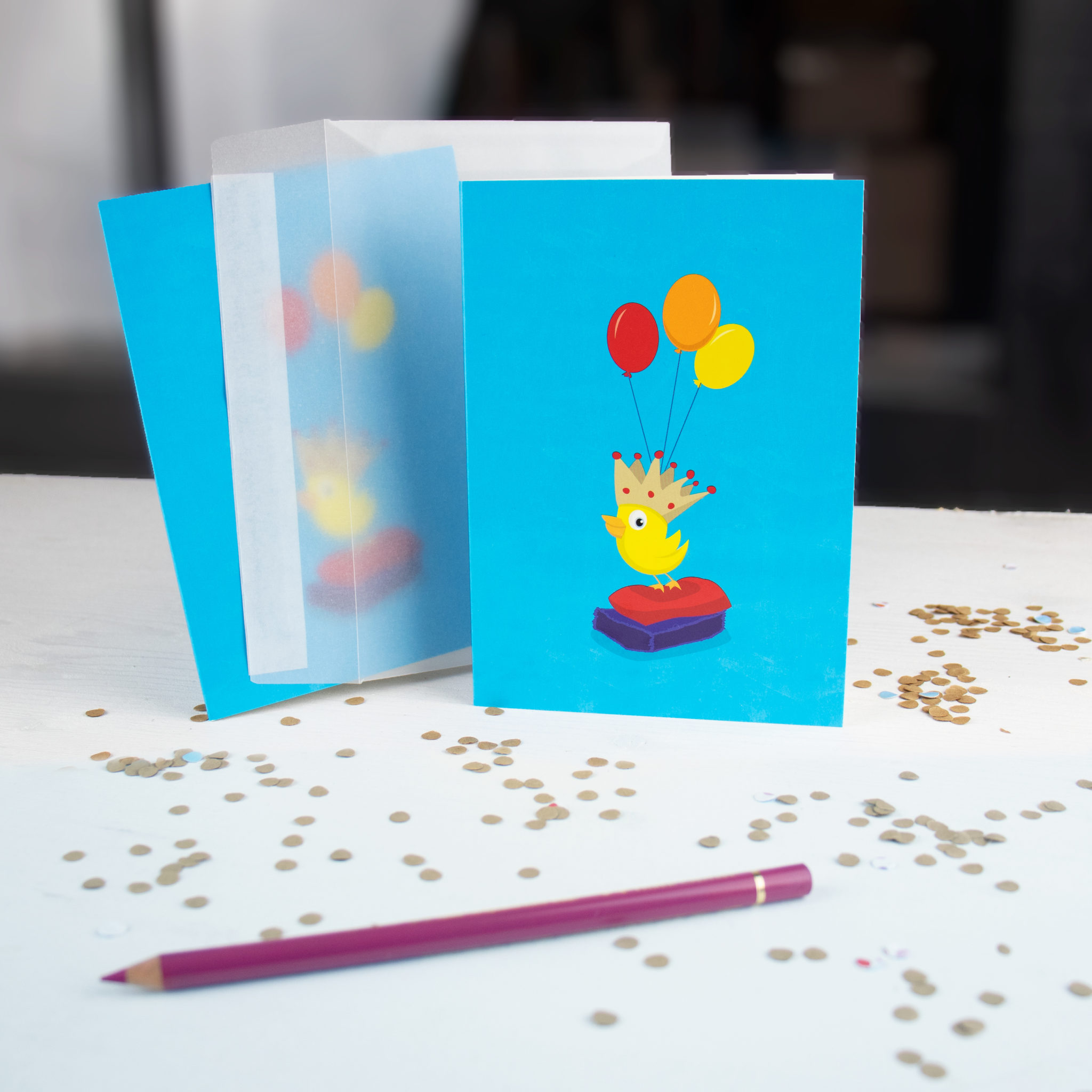 Geburtstagskarte, Grußkarte, Klappkarte "Küken" zur Geburt & Geburtstag