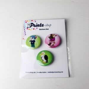 Button-Set, 3 Stück, 37mm