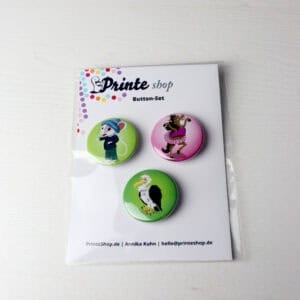 Button-Set, 3 Stück, 37mm