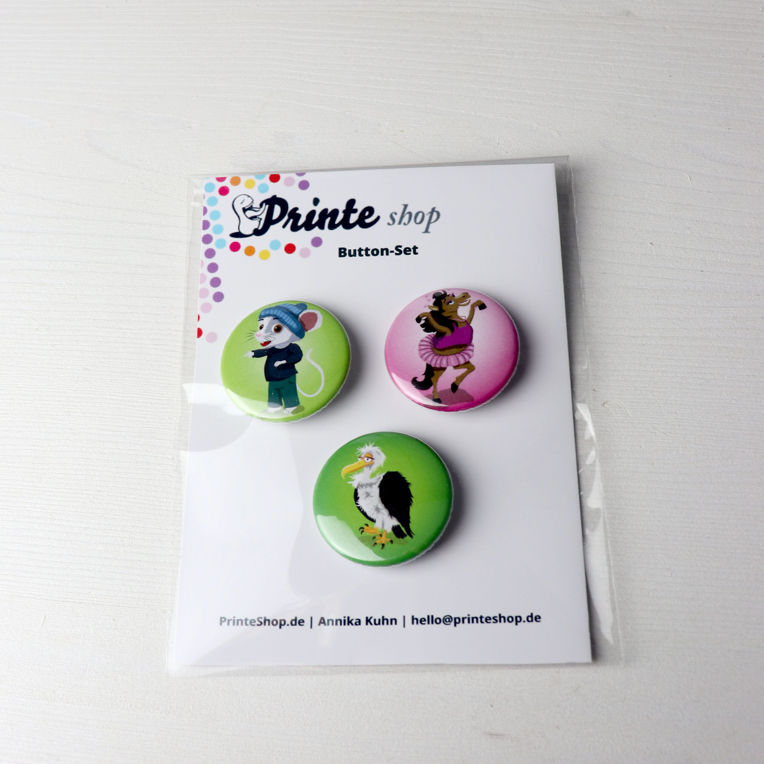 Button-Set, 3 Stück, 37mm