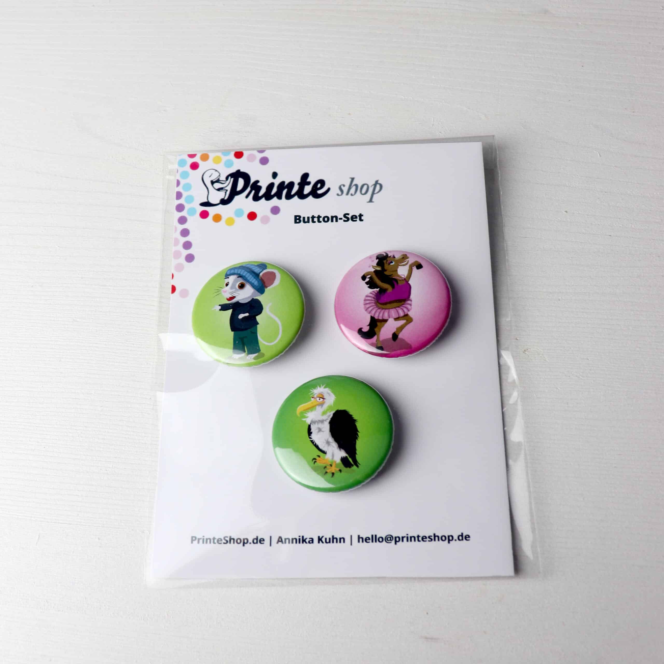 Button-Set, 3 Stück, 37mm
