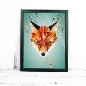 Fuchs Art Print, Tierportrait im Lowpoly-Stil, Illustration von Annika Kuhn, klimaneutral und in Kleinserie produziert