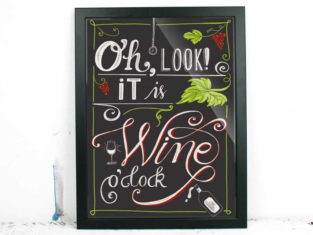 "Wine o'clock", 30x40cm