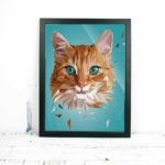 Katze Art Print, Tierportrait im Lowpoly-Stil, Illustration von Annika Kuhn, klimaneutral und in Kleinserie produziert