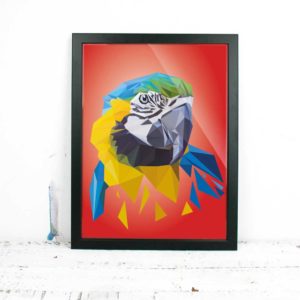 Papagei Art Print, Tierportrait im Lowpoly-Stil, Illustration von Annika Kuhn, klimaneutral und in Kleinserie produziert