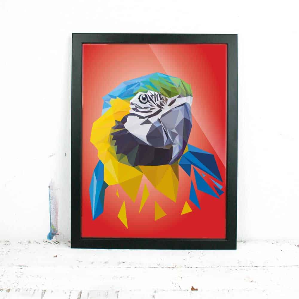 Papagei Art Print, Tierportrait im Lowpoly-Stil, Illustration von Annika Kuhn, klimaneutral und in Kleinserie produziert