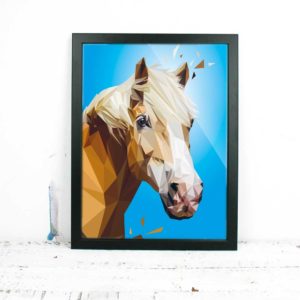 Pferd Art Print, Tierportrait im Lowpoly-Stil, Illustration von Annika Kuhn, klimaneutral und in Kleinserie produziert