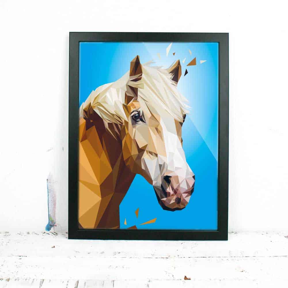 Pferd Art Print, Tierportrait im Lowpoly-Stil, Illustration von Annika Kuhn, klimaneutral und in Kleinserie produziert