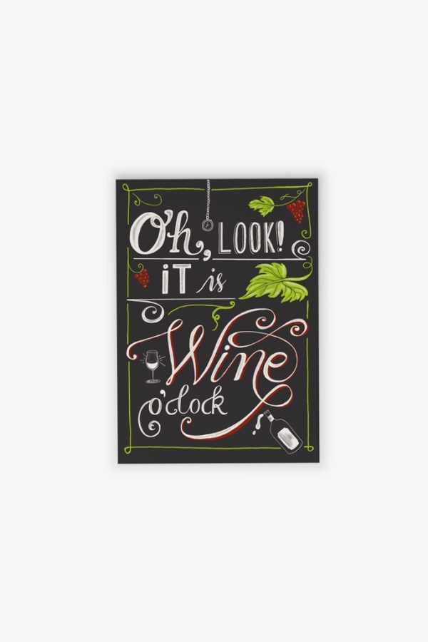 Postkarte wine o'clock