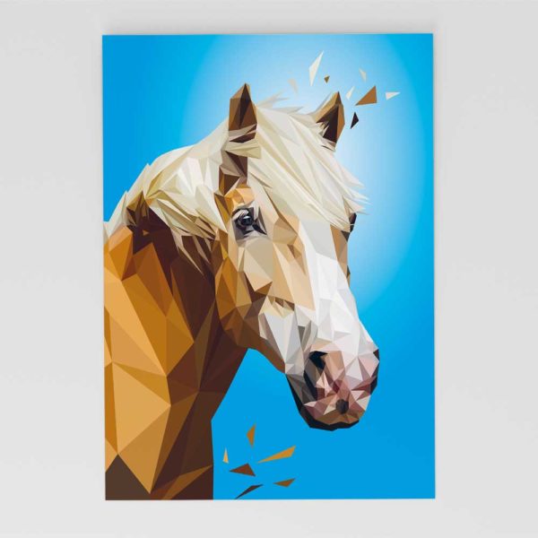Pferd "Hafflinger" Postkarte, Tierportrait im Lowpoly-Stil, Illustration von Annika Kuhn, klimaneutral und in Kleinserie produziert