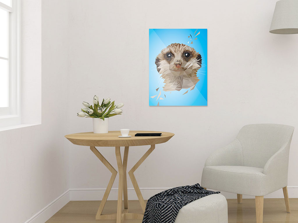 Erdmännchen Art Print, Tierportrait im Lowpoly-Stil, Illustration von Annika Kuhn, klimaneutral und in Kleinserie produziert