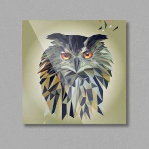 Eule, Tierportrait im Lowpoly-Stil auf Kühlschrankmagnet, Kleinserie klimaneutral und fair produziert, handmade