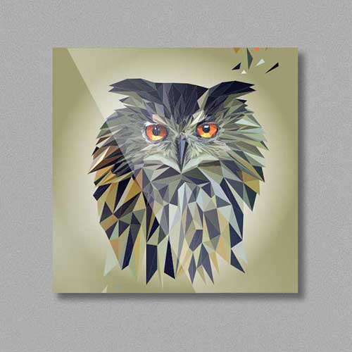 Eule, Tierportrait im Lowpoly-Stil auf Kühlschrankmagnet, Kleinserie klimaneutral und fair produziert, handmade