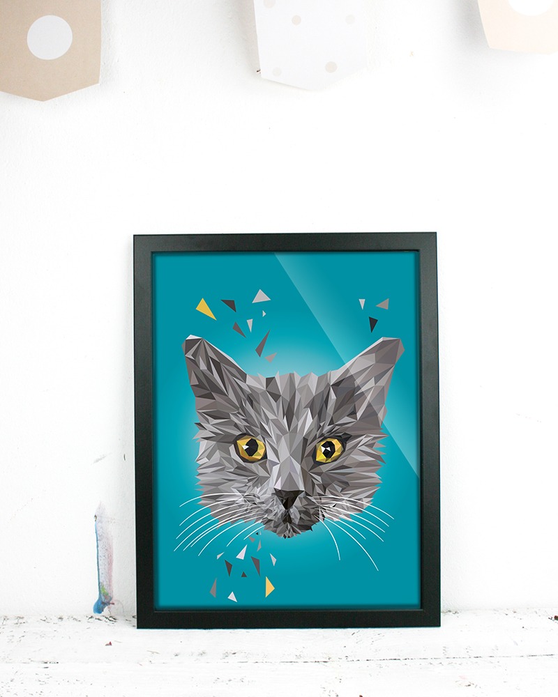 "Katze Kartäuser", 21x30cm