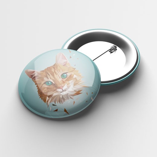 Button "Katze rot Lowpoly", 37mm