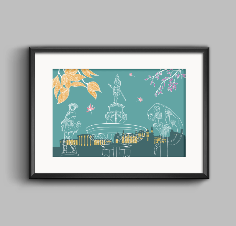 "Aachener Skyline", 30x21cm